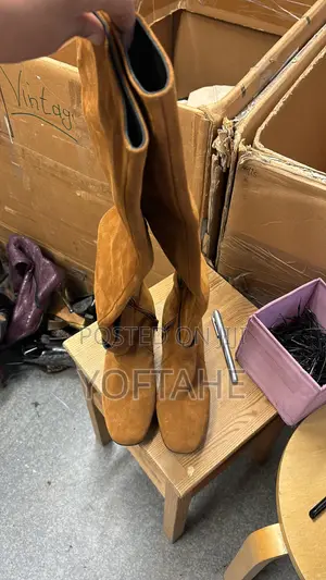 Pinko Suede Knee-High Buckle Boots (Made in Spain)