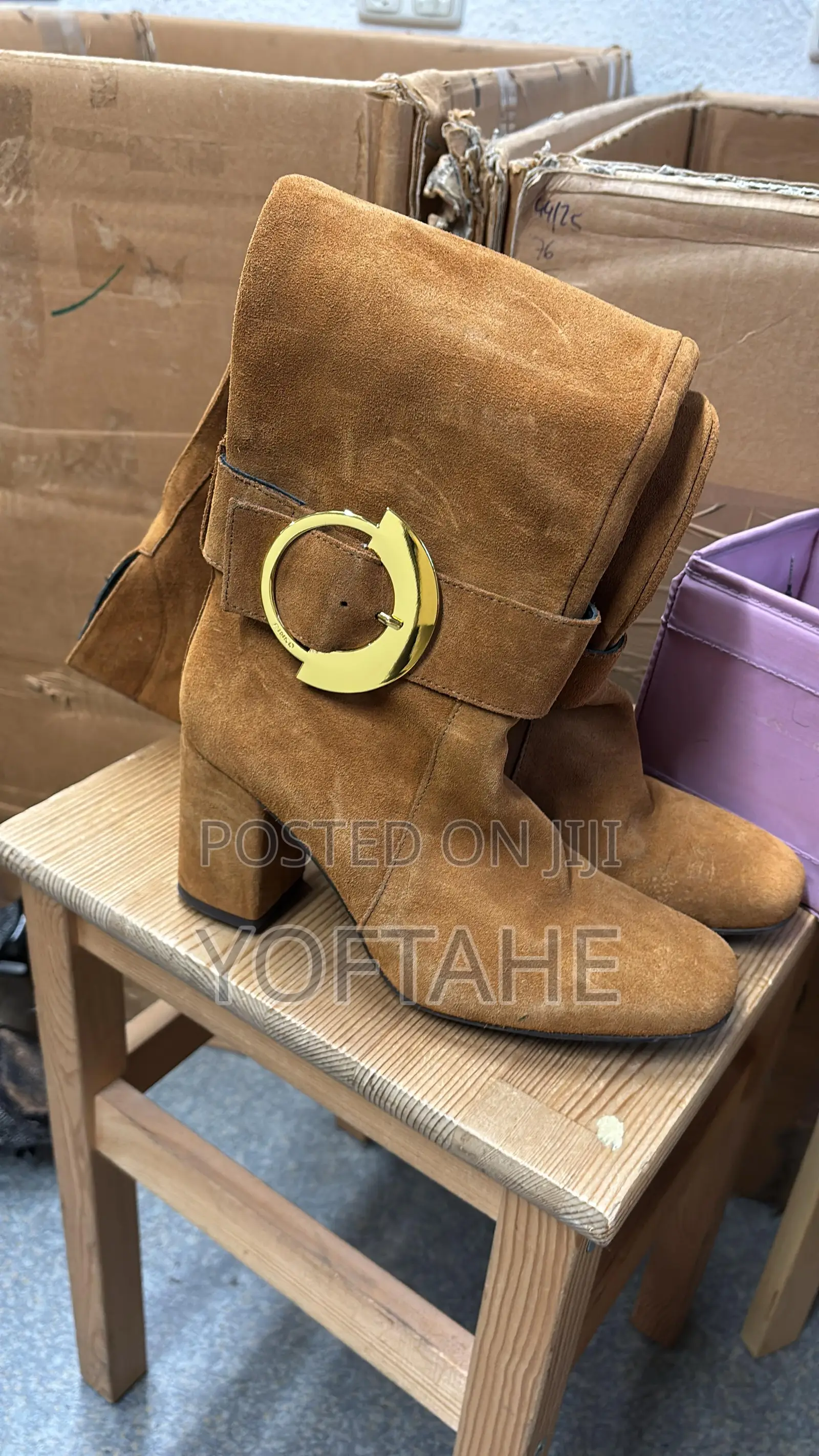 Pinko Suede Knee-High Buckle Boots (Made in Spain)