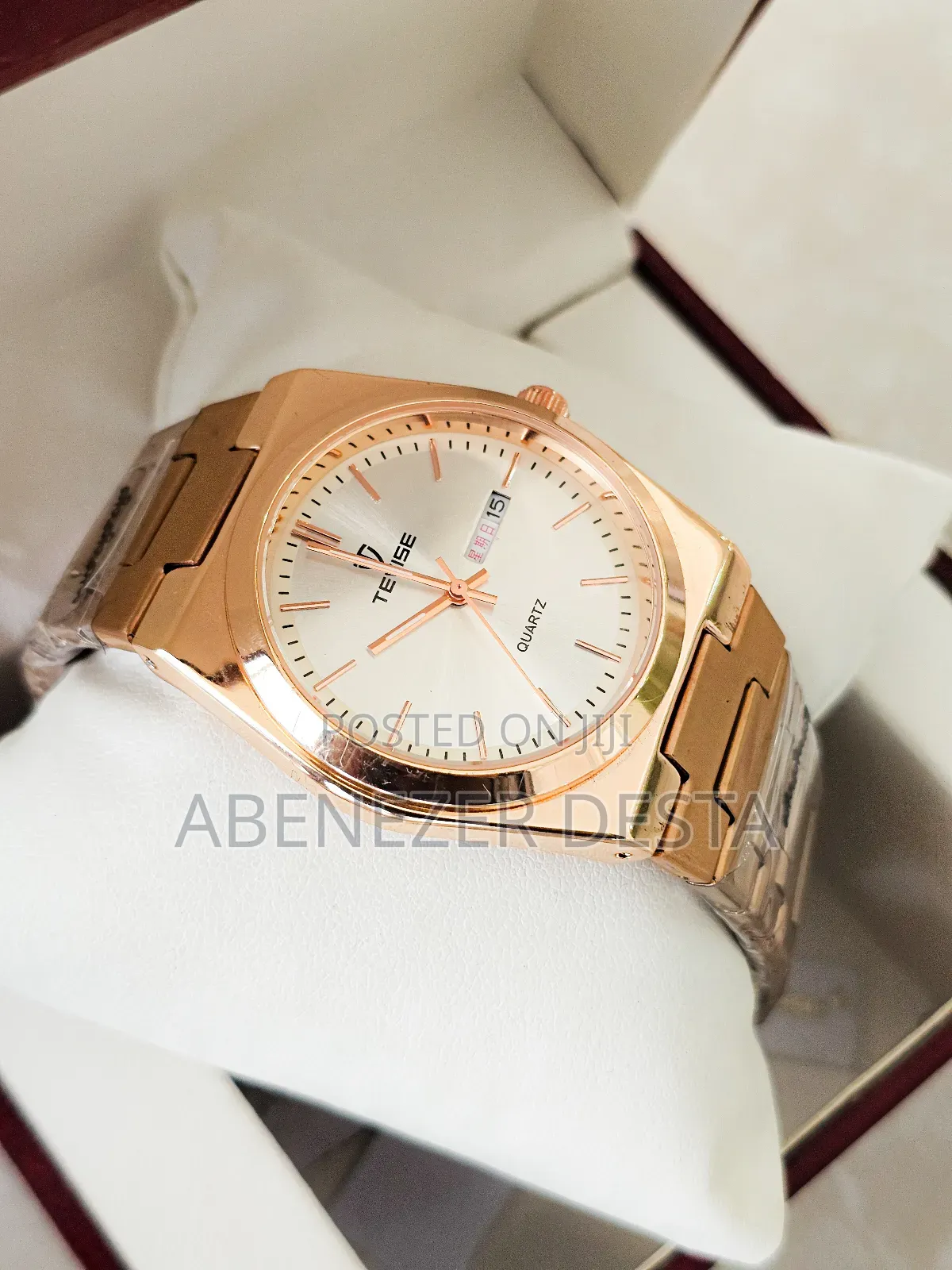 Tevise Men's Quartz Watch With a Gold- Tone Stainless Steel Strap.