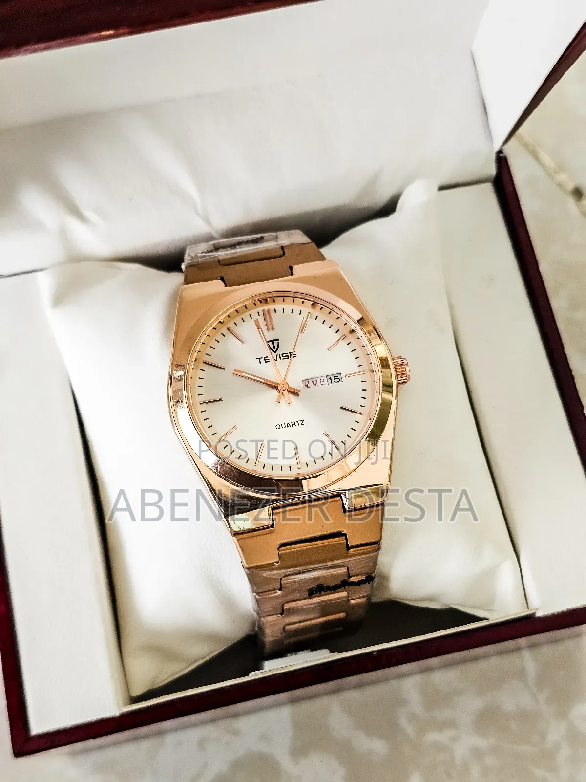 Tevise Men's Quartz Watch With a Gold- Tone Stainless Steel Strap.