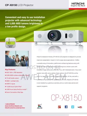 Hitachi 3lcd Professional Cinema Projector 6,000 Lumens