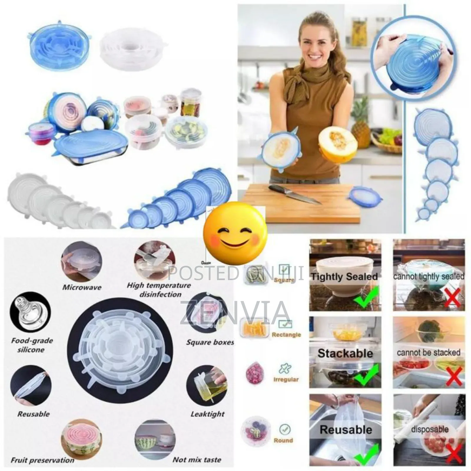 Super Stretch Silicon Lids ( 6 Pcs)/Free Delivery/