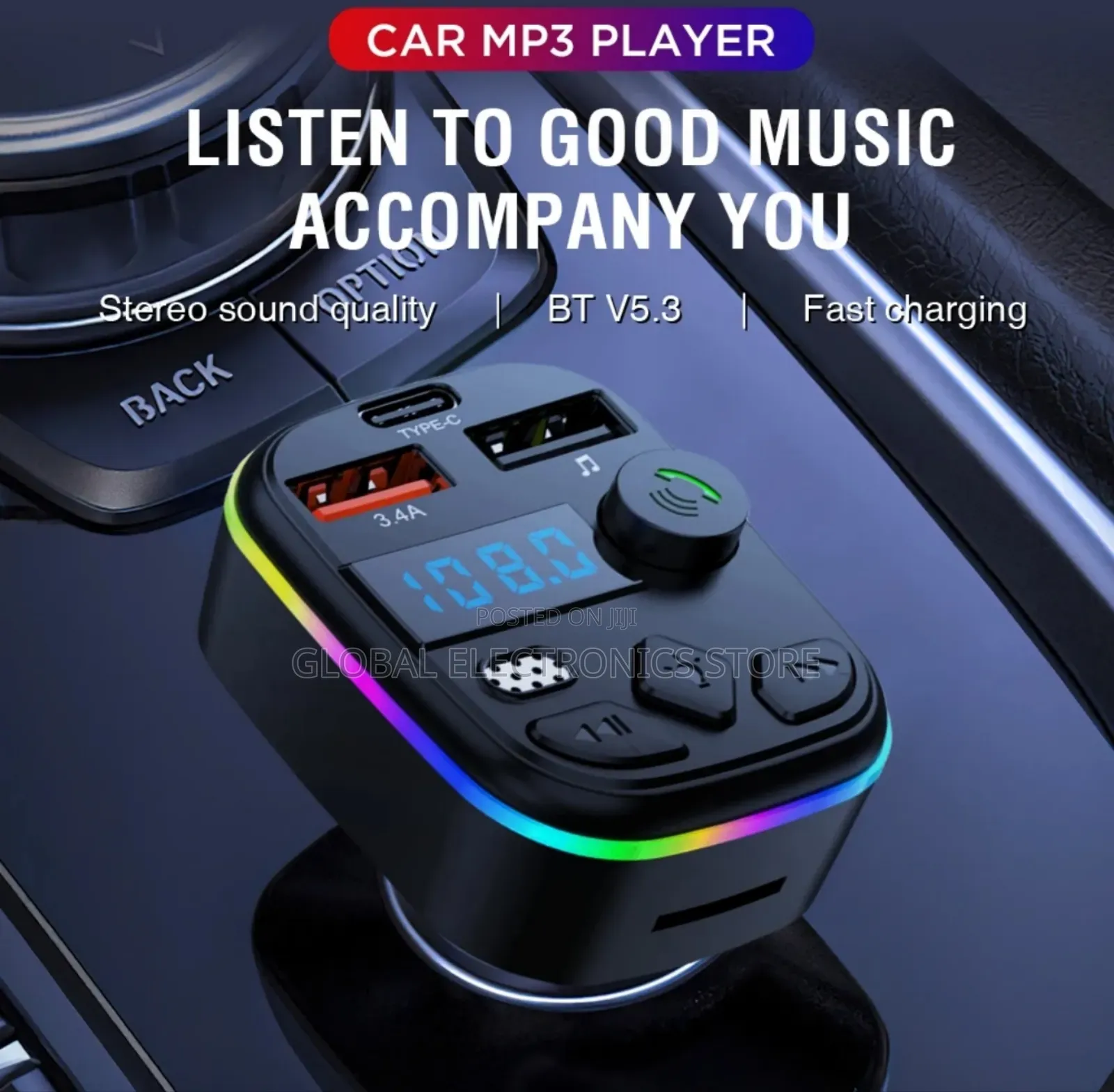 Car Mp3 Player Bt5.3 Handsfree Call Dual Usb Charger Portable Car Fm