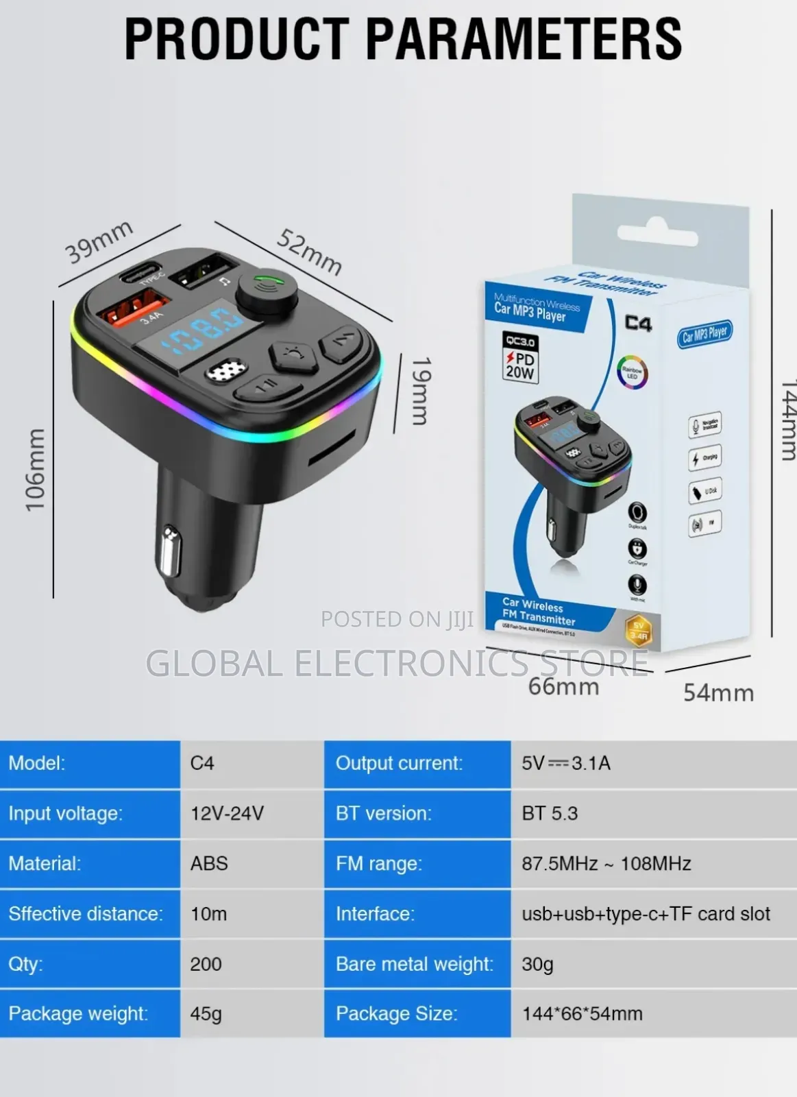 Car Mp3 Player Bt5.3 Handsfree Call Dual Usb Charger Portable Car Fm