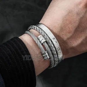 3pcs Stainless Steel Braclet for Him