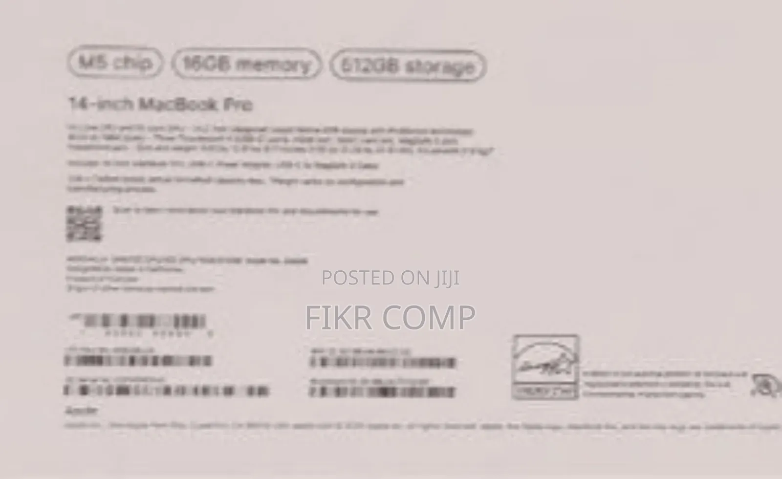 New Laptop Apple MacBook Pro M1 16GB Intel Core 5 SSD 512GB