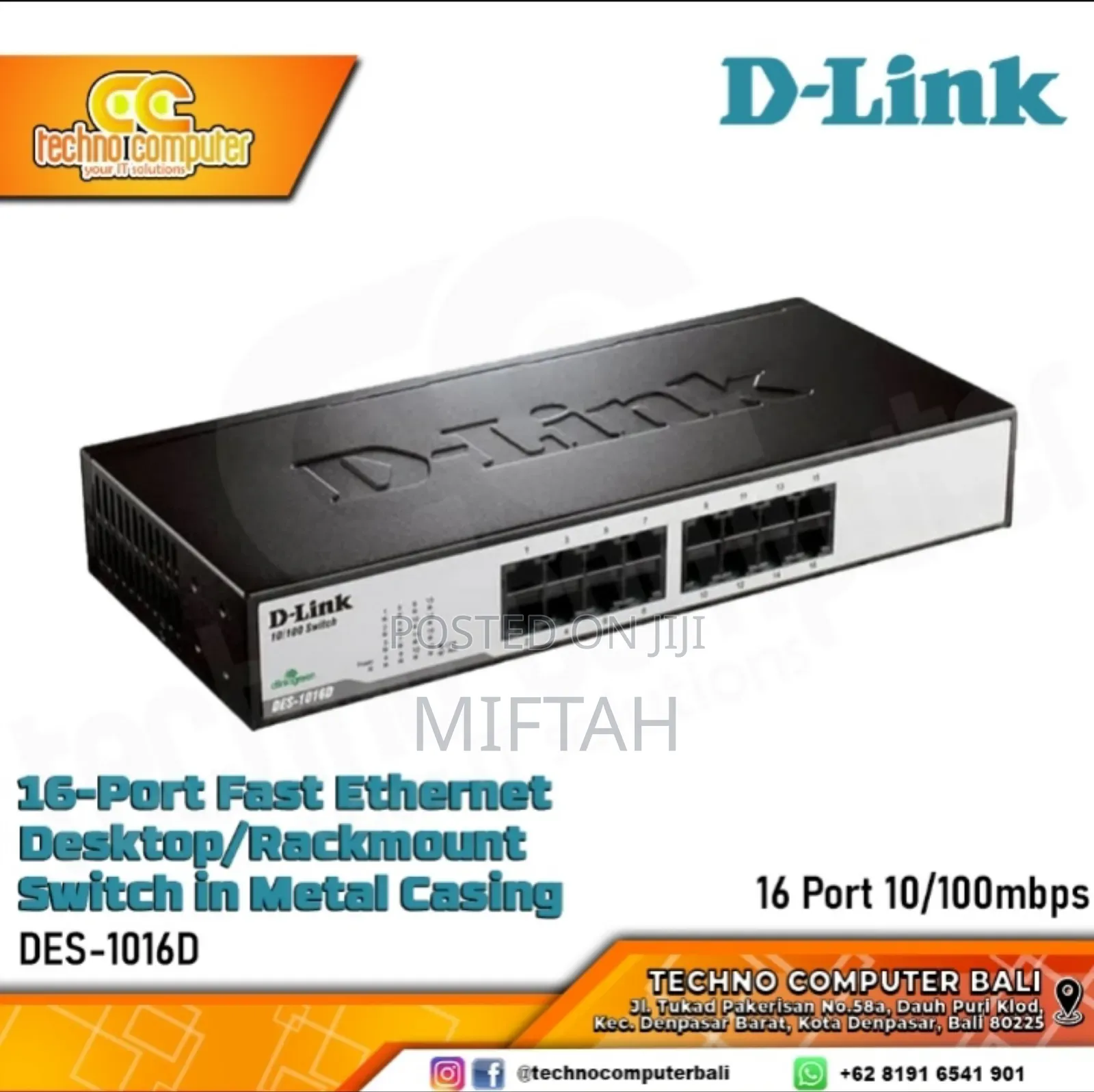 D-Link 16 Port Switch Des-1016d