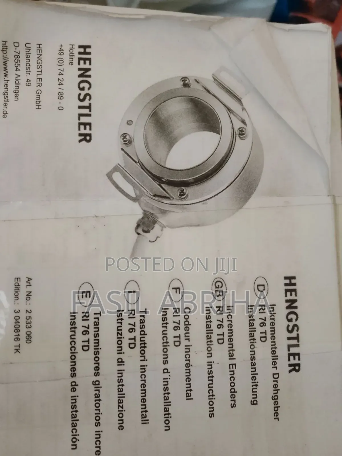 Hengstler Ri 76 Td Incremental Rotary Encoder - Industrial Hollow Shaf
