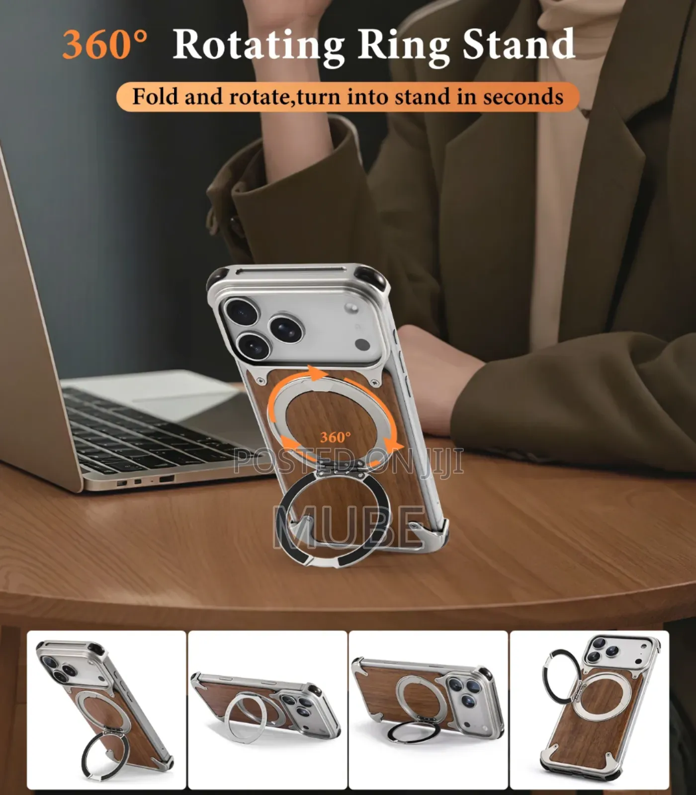 Magnetic Wood Case For I Phone 17 Pro Max