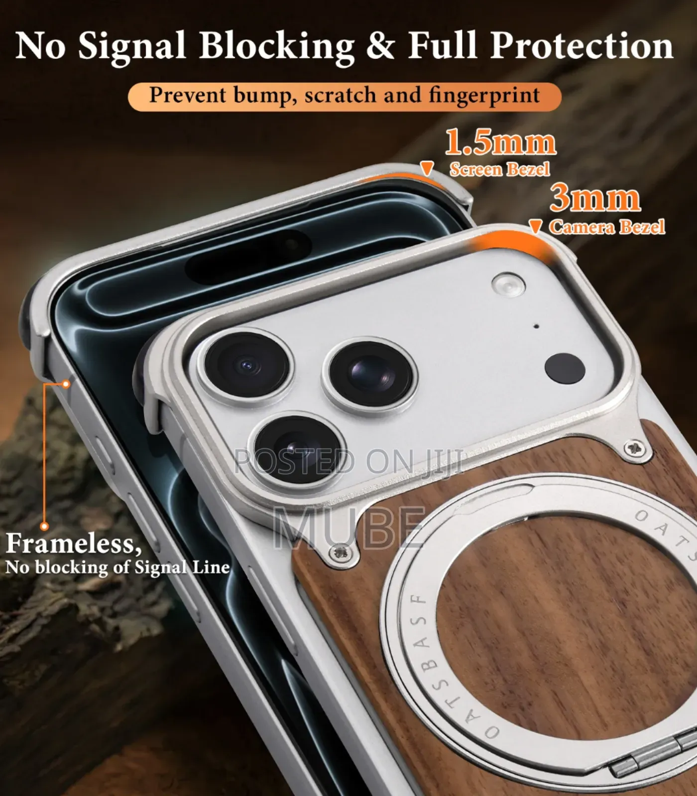 Magnetic Wood Case For I Phone 17 Pro Max