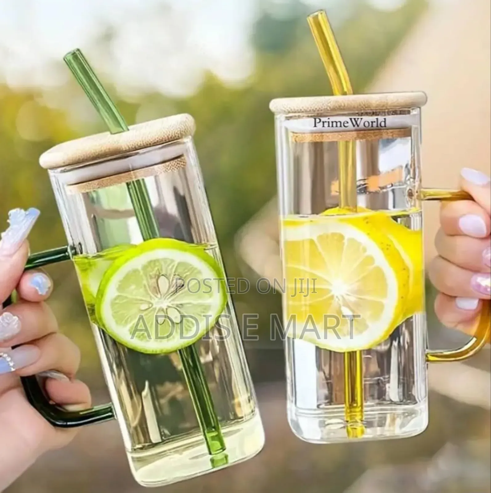 Glass Drinking Mug With Straw
