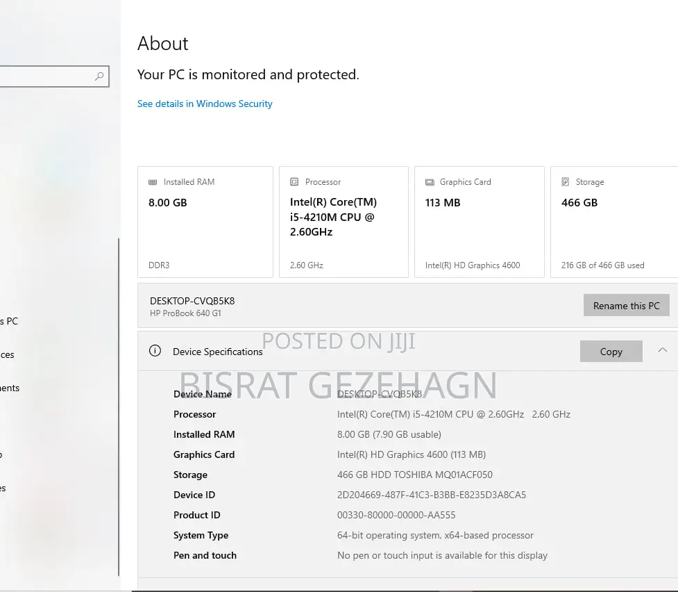 Laptop HP ProBook 640 8GB Intel Core I5 HDD 512GB