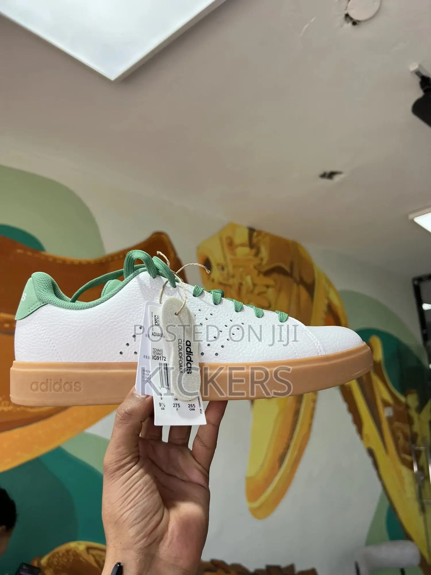 Adidas Grand Court White With Green Accents