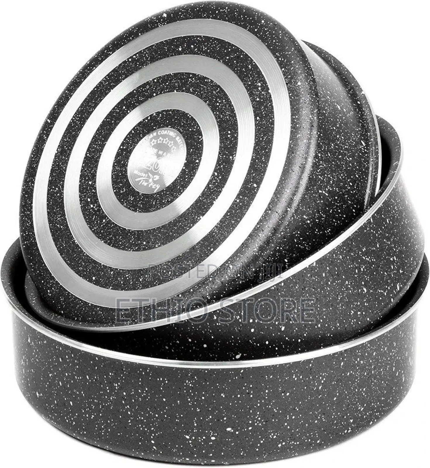 3pcs Momcoc Granite Coated Round Baking Pan