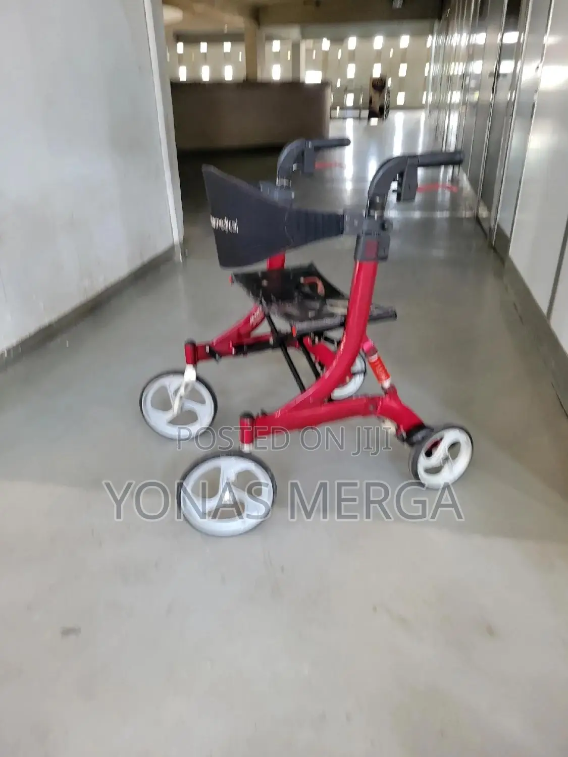 Walker With Seat Chair荔皰comfortable Seat-Foldable-Model L Bordeaux Red