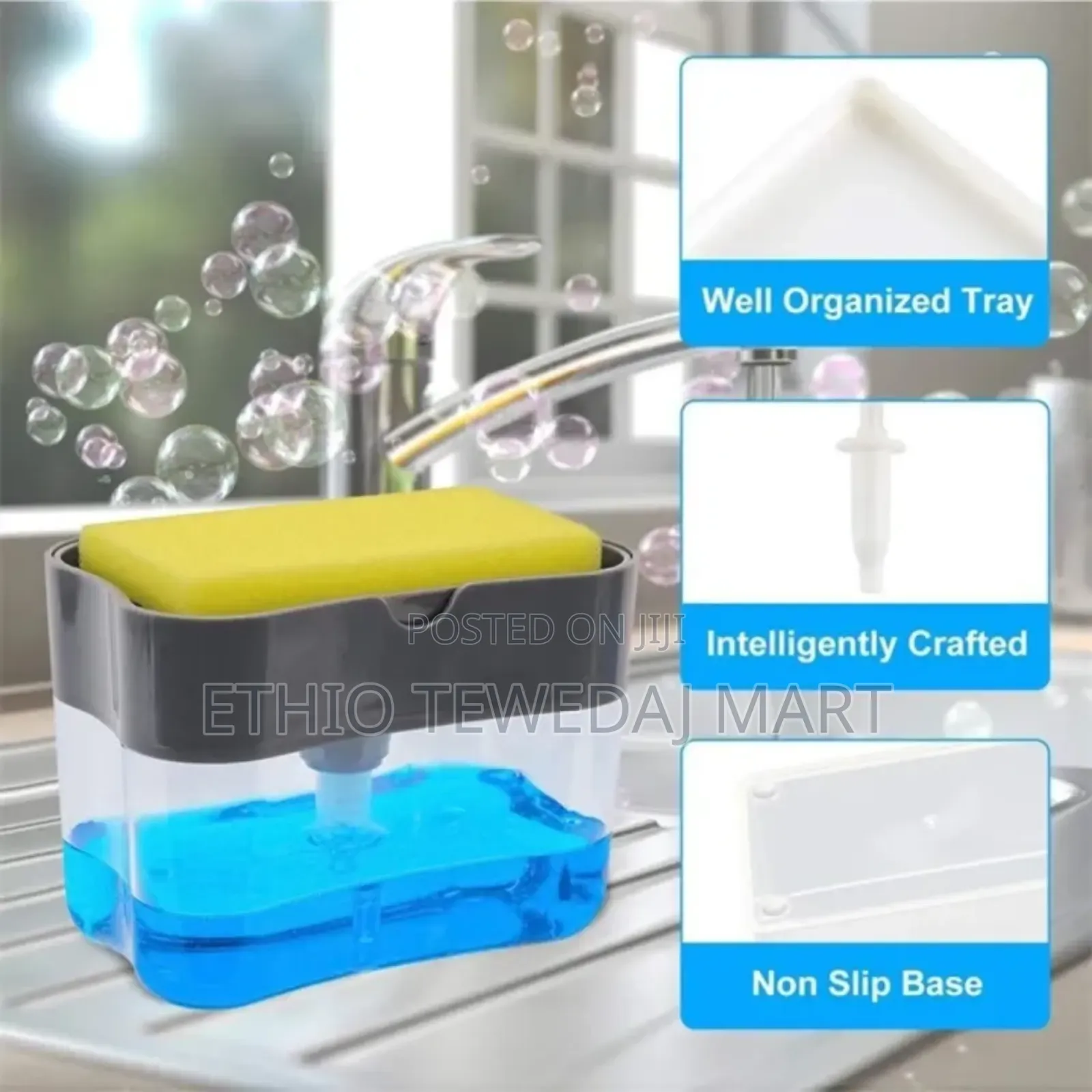 2-in-1 Pump Soap Dispenser and Sponge Caddy for Dish