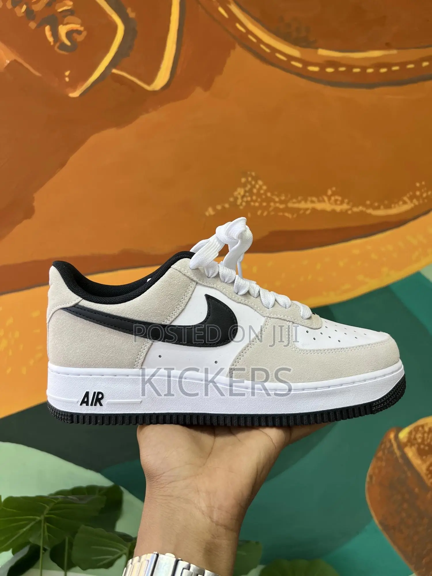 Nike Airforce Beige With Black Swoosh