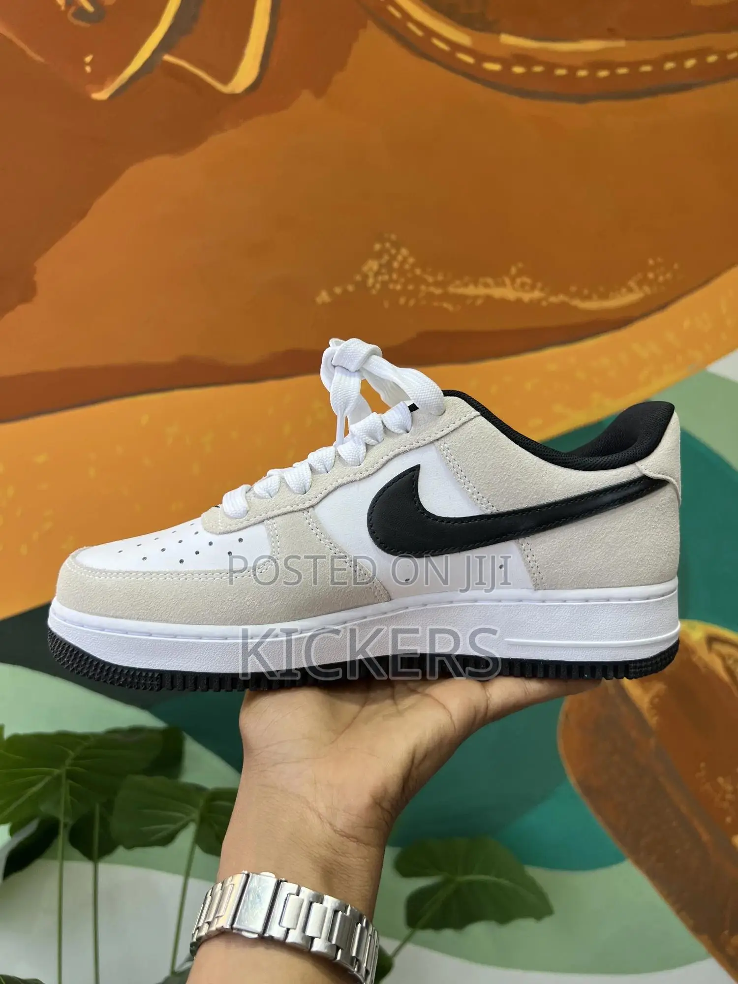 Nike Airforce Beige With Black Swoosh