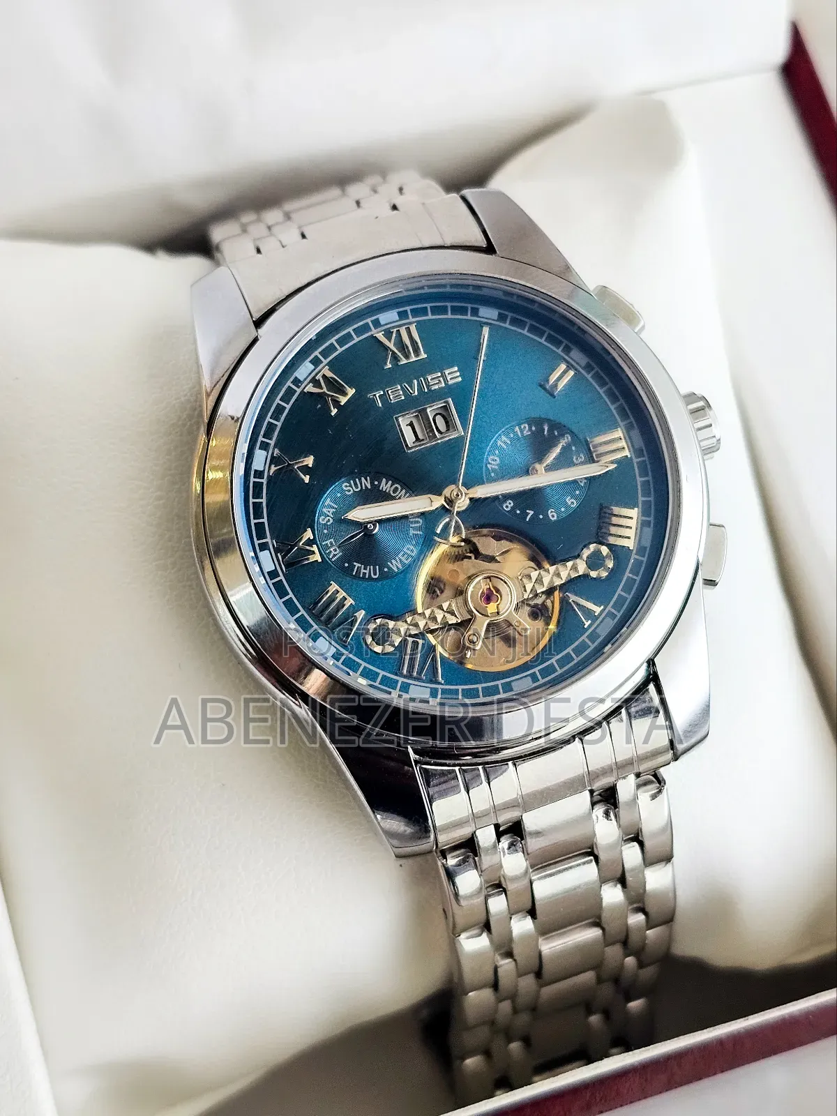 Tevise 9005 Automatic Mechanical Men's Watch With a Blue Dial