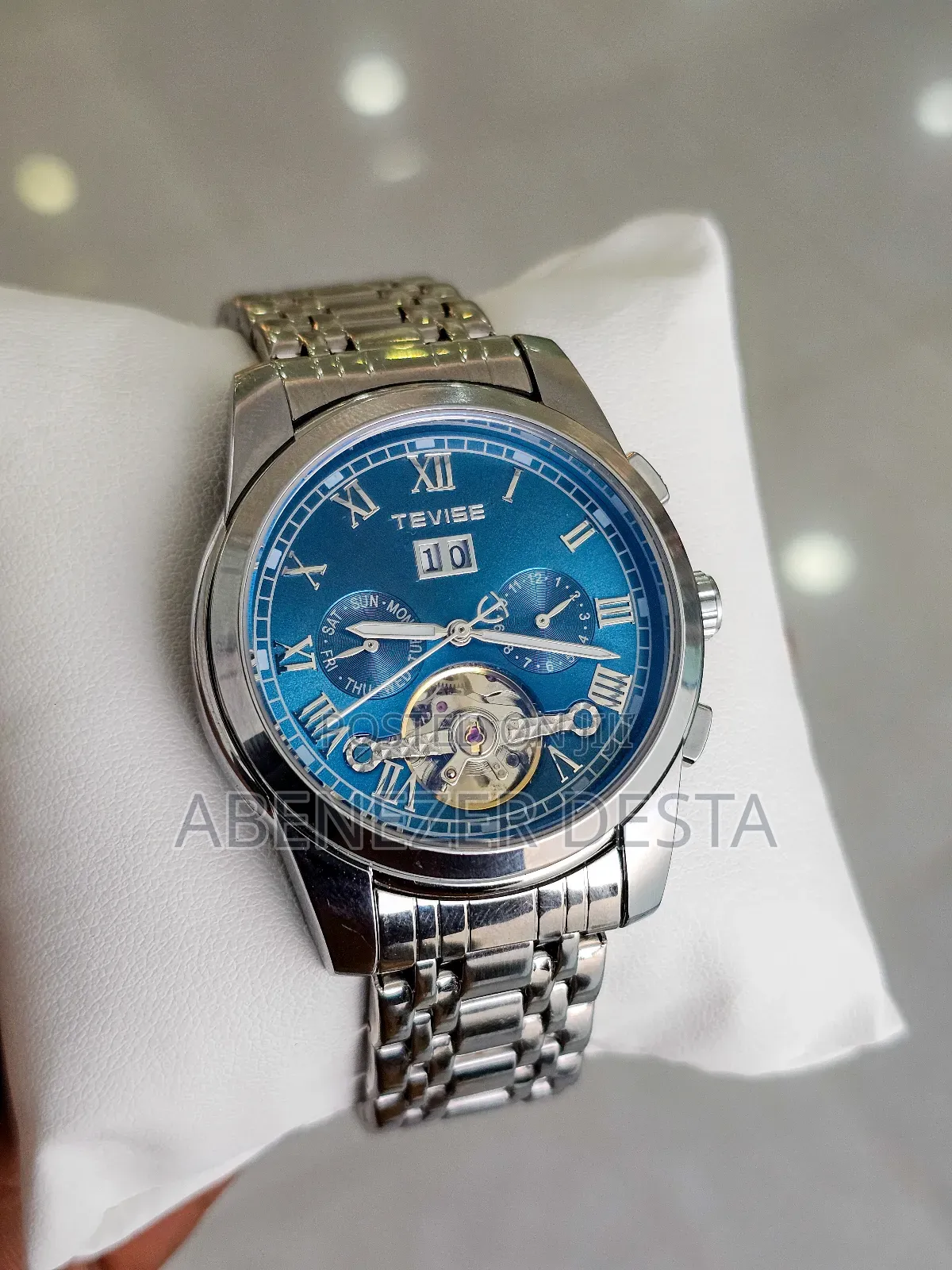 Tevise 9005 Automatic Mechanical Men's Watch With a Blue Dial