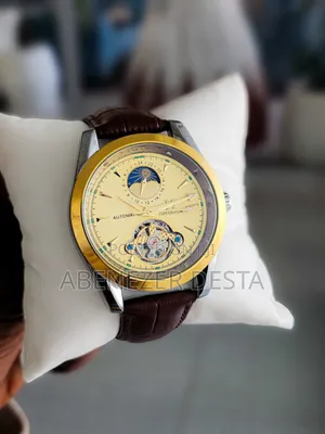 Aokulasic Men's Automatic Mechanical Watch With a Leather Band