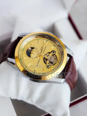 Aokulasic Men's Automatic Mechanical Watch With a Leather Band