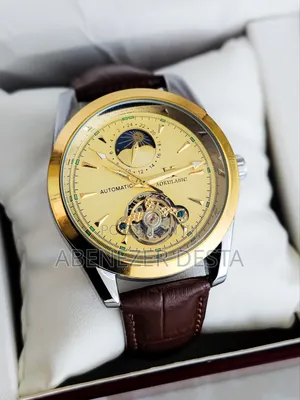 Aokulasic Men's Automatic Mechanical Watch With a Leather Band