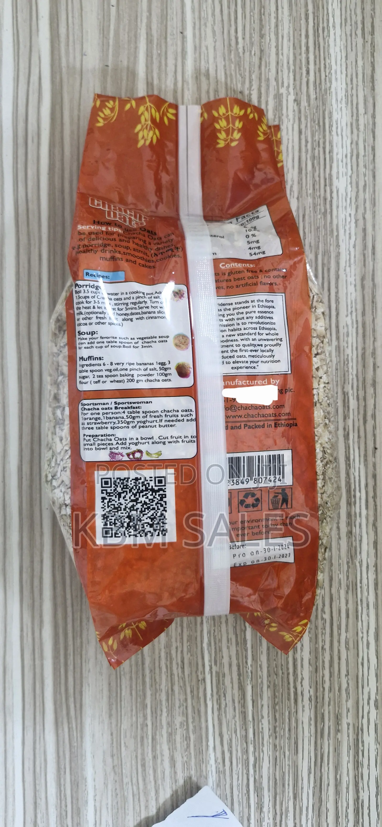 Oats 500g (Low-Fat,Free of Cholesterol,Good Source of Fiber)