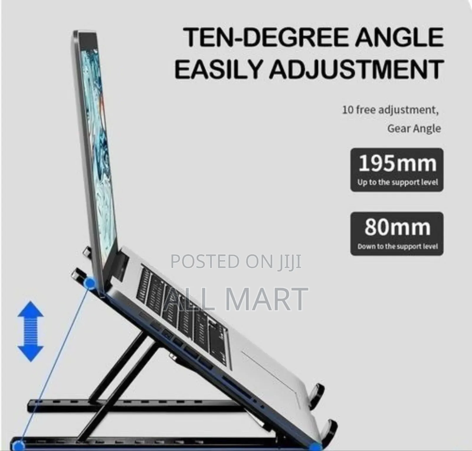 Frame Laptop Stand Foldable Height Adjustable Metal