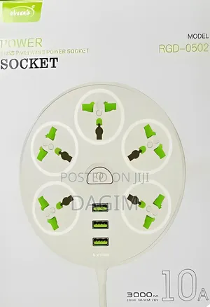 Ruggas Divider 5 Socket 3 Usb Charging Port (ሩጋስ ኤሌክትሪክ ማከፋፈያ)