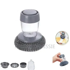 የእቃ ማጠቢያ ሽቦ Soap Dispensing With Stainless Steel Wire Scrubber Head.