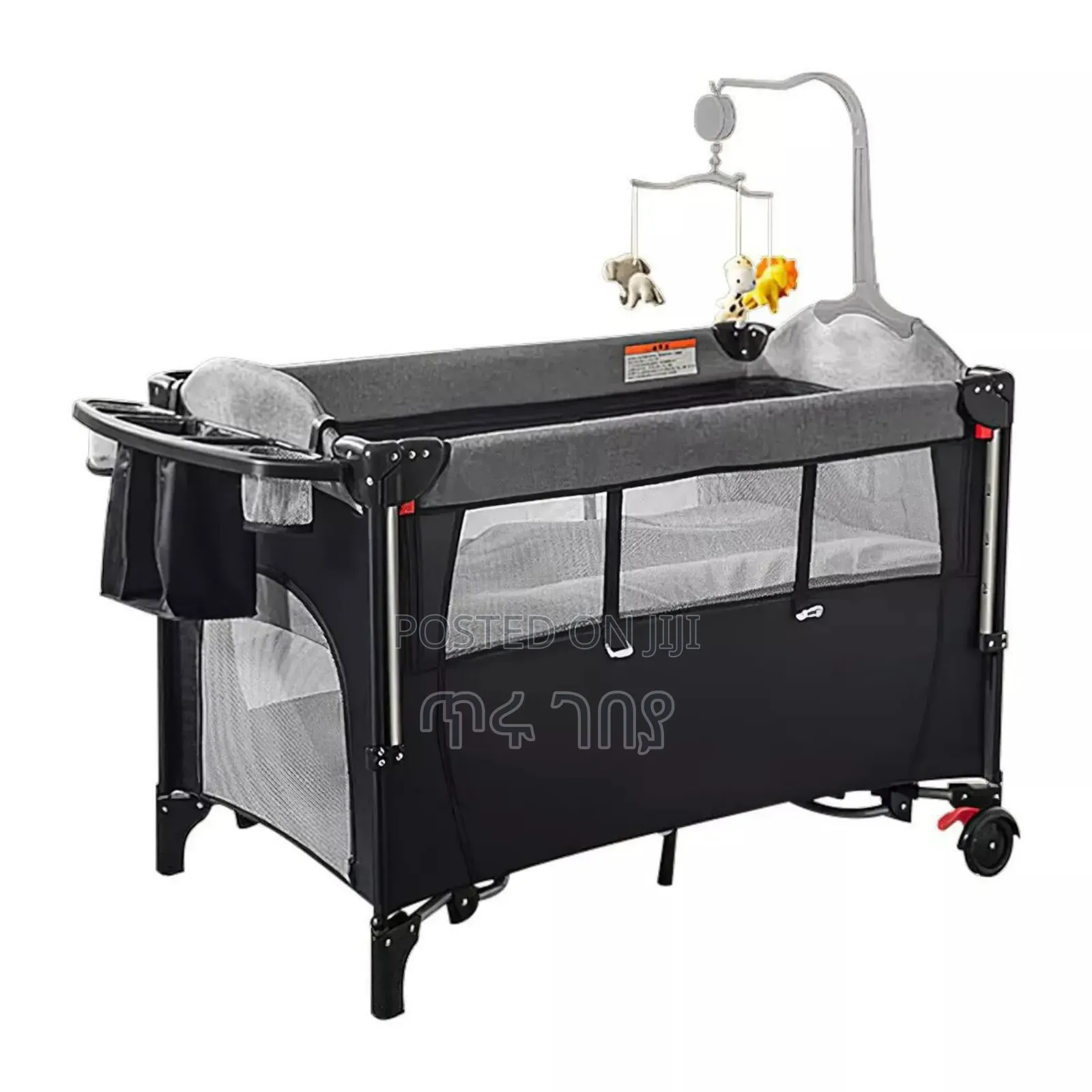 5in1 Deluxe Baby Bedside Crib ከአዋቂ አልጋ ጋር የሚገጠም የሚገጠም አጎበር አብሮ ያለው