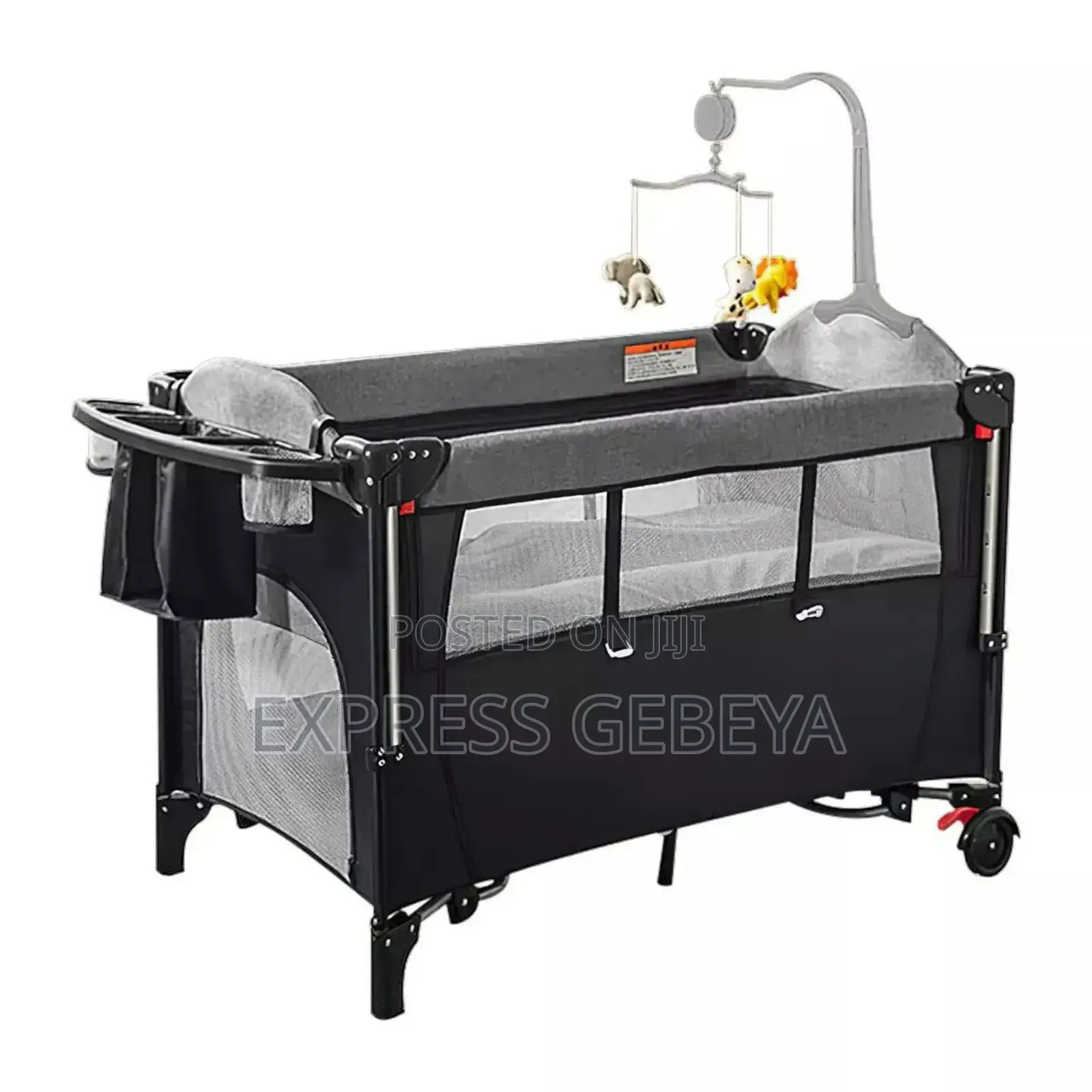 5in1 Deluxe Baby Bedside Crib ከአዋቂ አልጋ ጋር የሚገጠም የሚገጠም አጎበር አብሮ ያለው