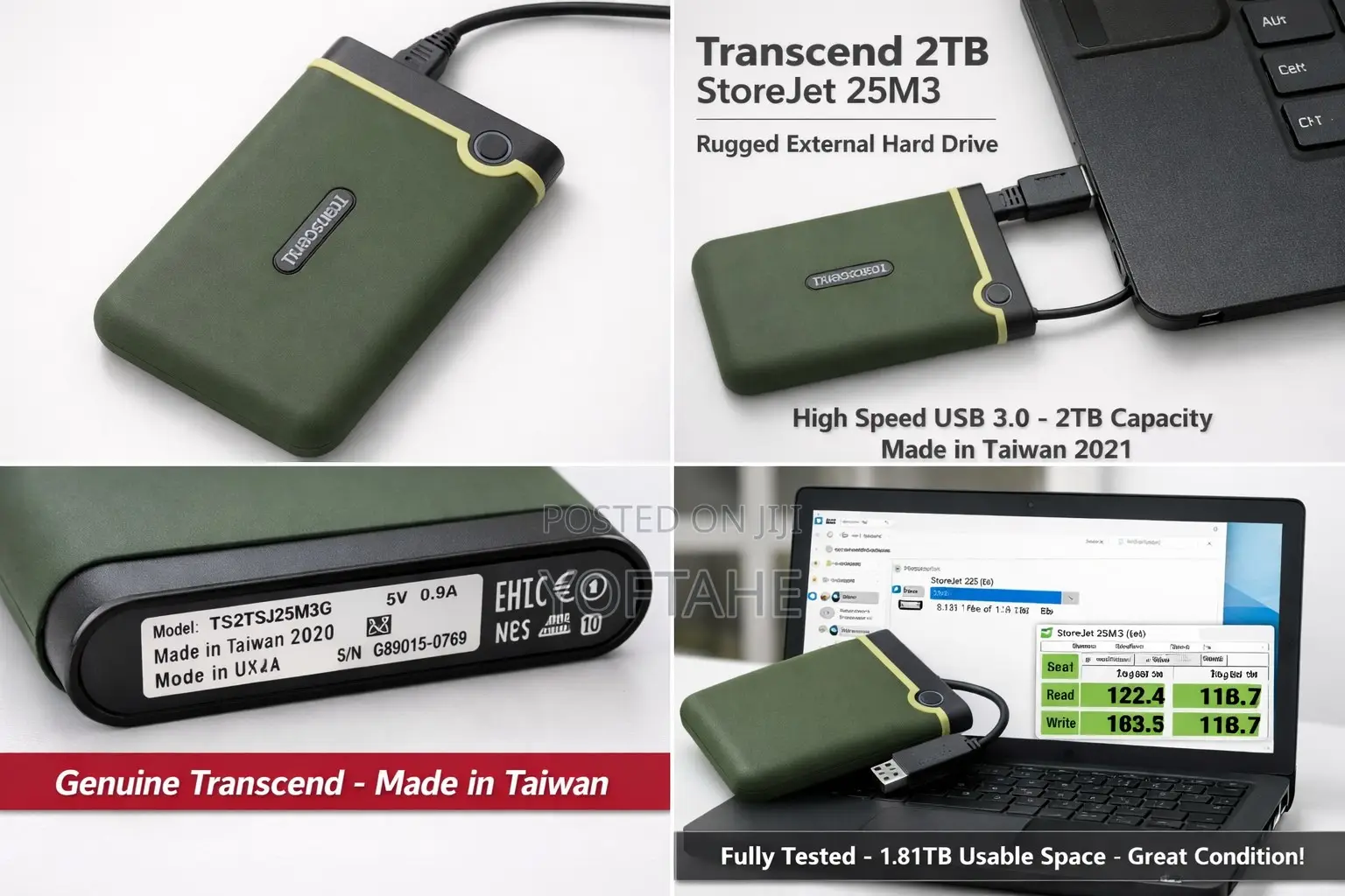 Transcend 2tb External Hard Drive – Storejet 25m3g Excellent Condition