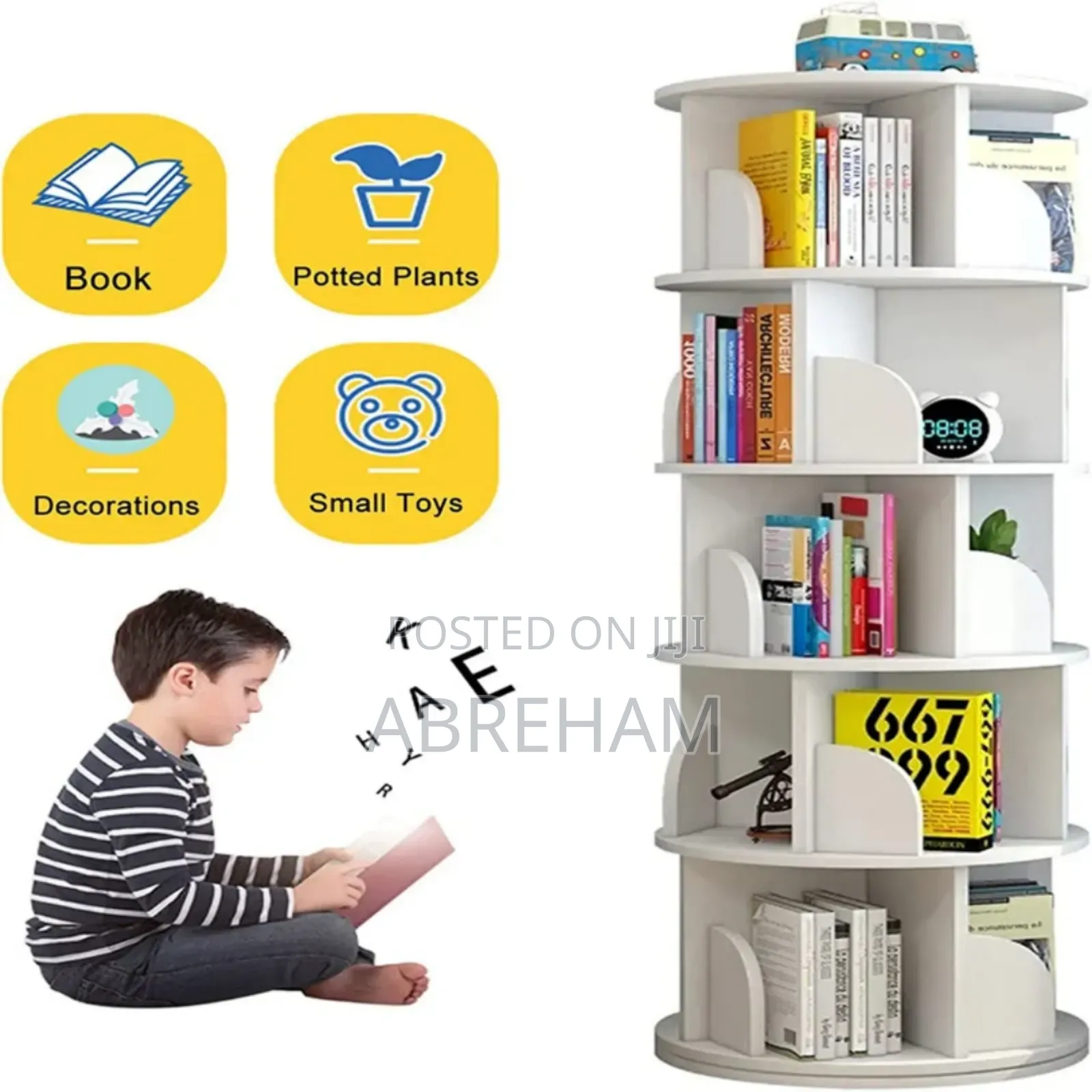 360° የሚሽከረከር የመፀሃፍ መደርደሪያ - Revolving Book Shelf