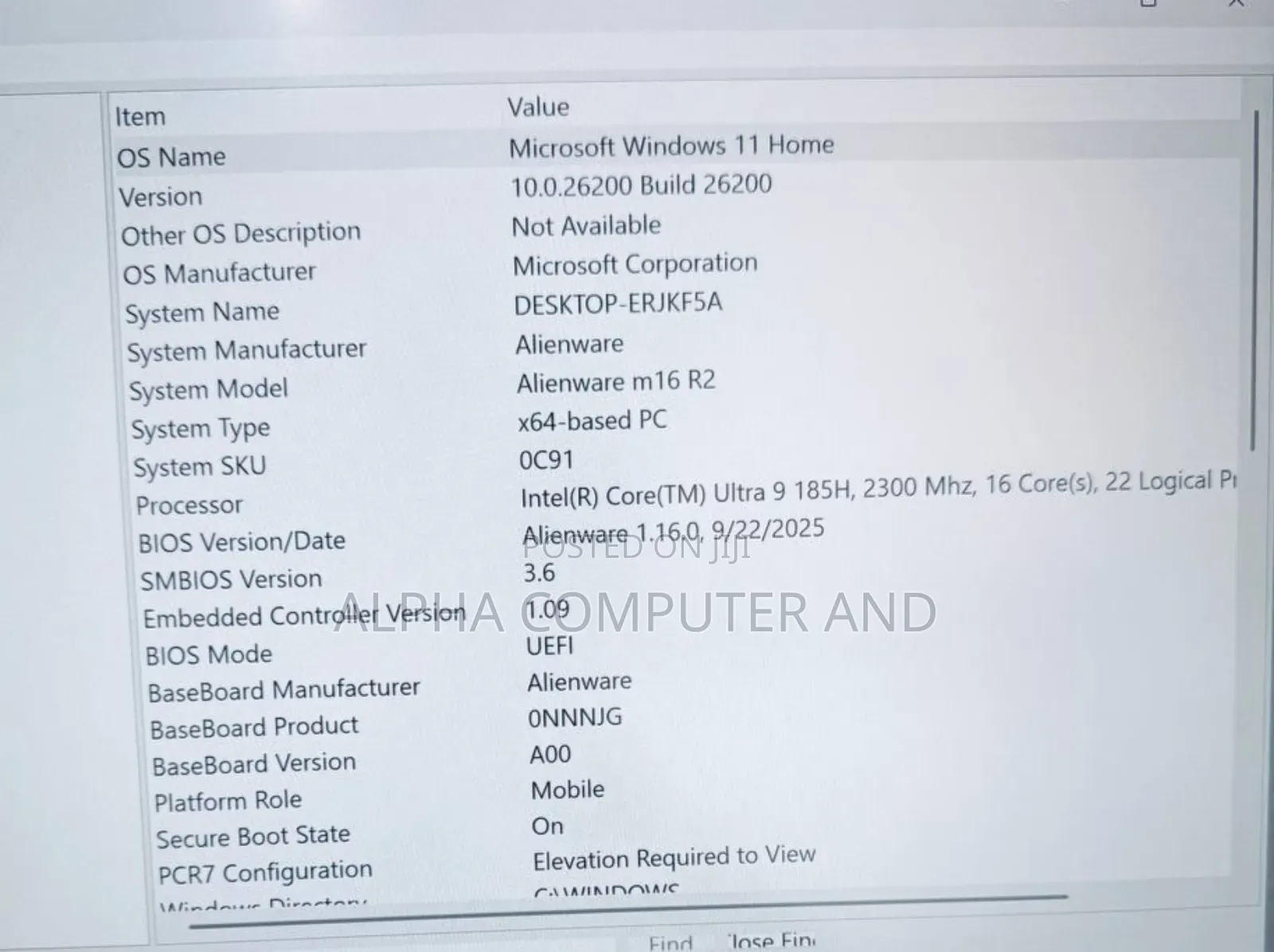 New Laptop Dell Alienware M16 R2 16GB Intel Core Ultra 9 SSD 1T