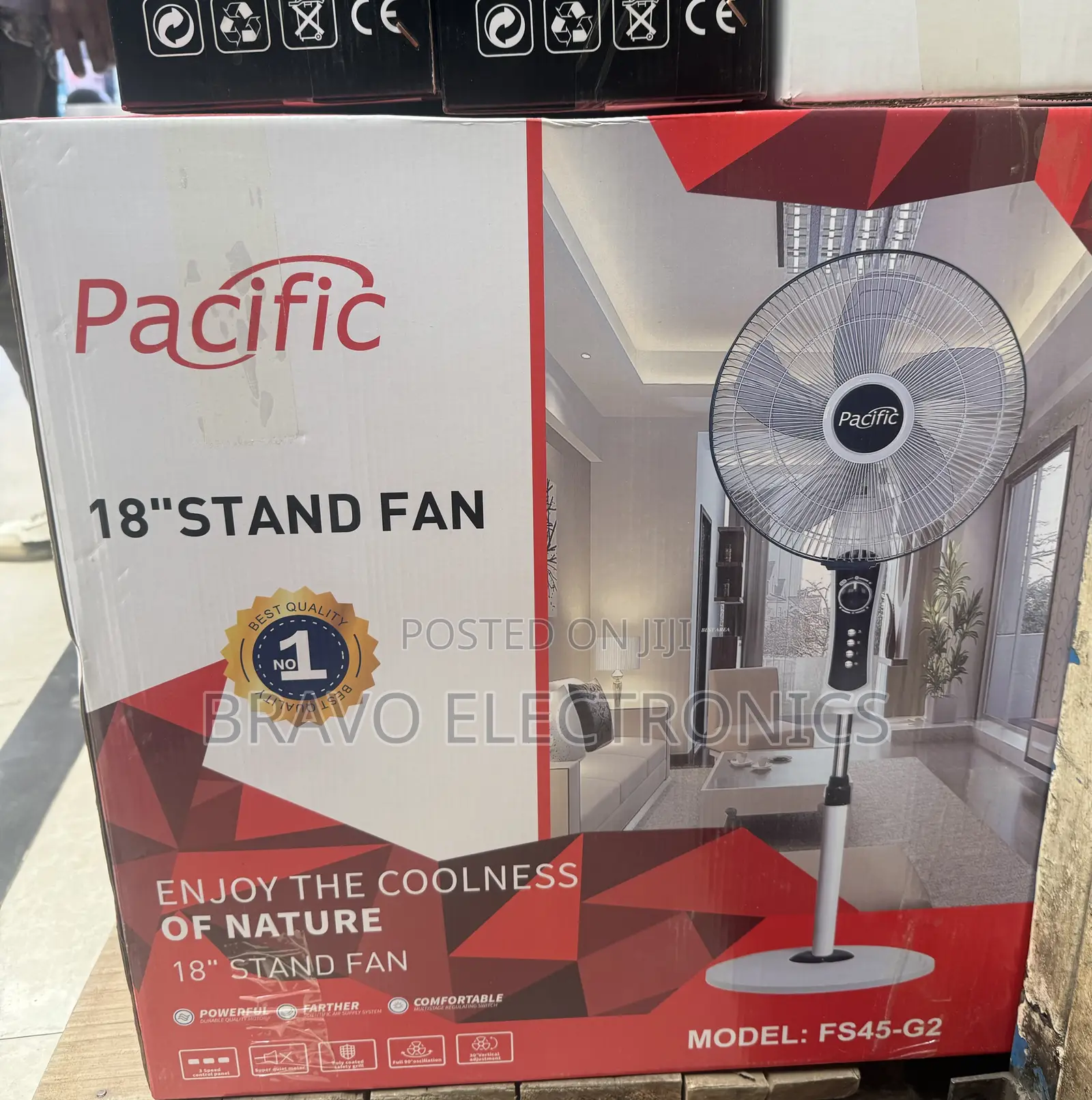 Pacific Standing Fan– Silent Cooling | Strong Airflow Energy Saver