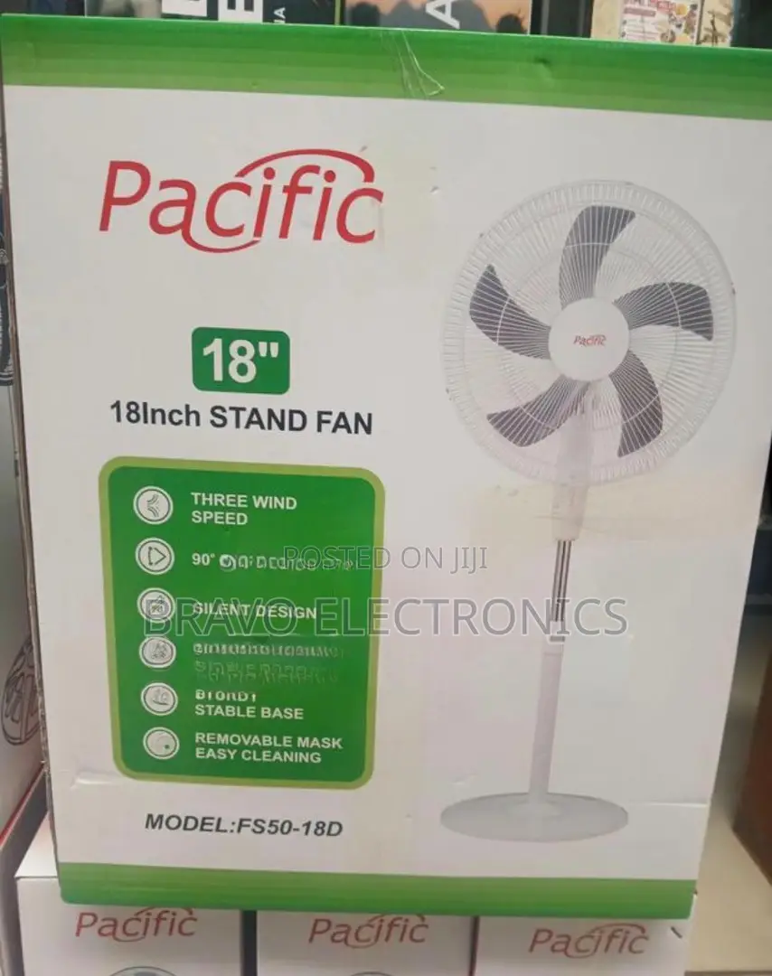 Pacific Standing Fan 18” – 3 Speed Levels | Strong Silent Cooling!