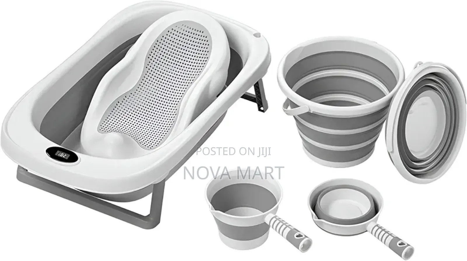 4‐Piece Set With Foldable Plastic Tub