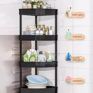 Corner Bathroom Storage Rack With Hooks