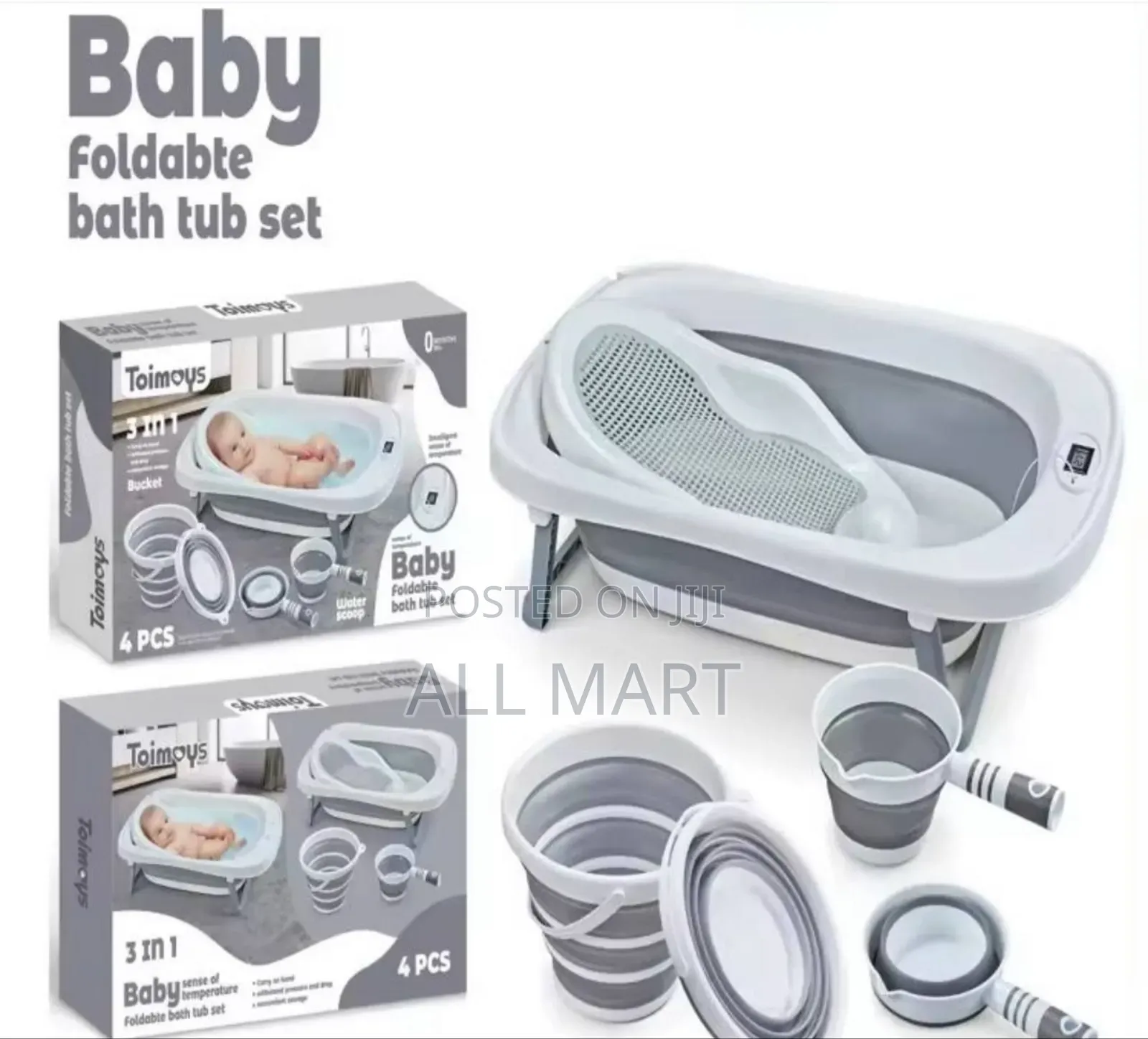 in 1 Foldable Baby Bathtub With A Thermometer and a Ladle