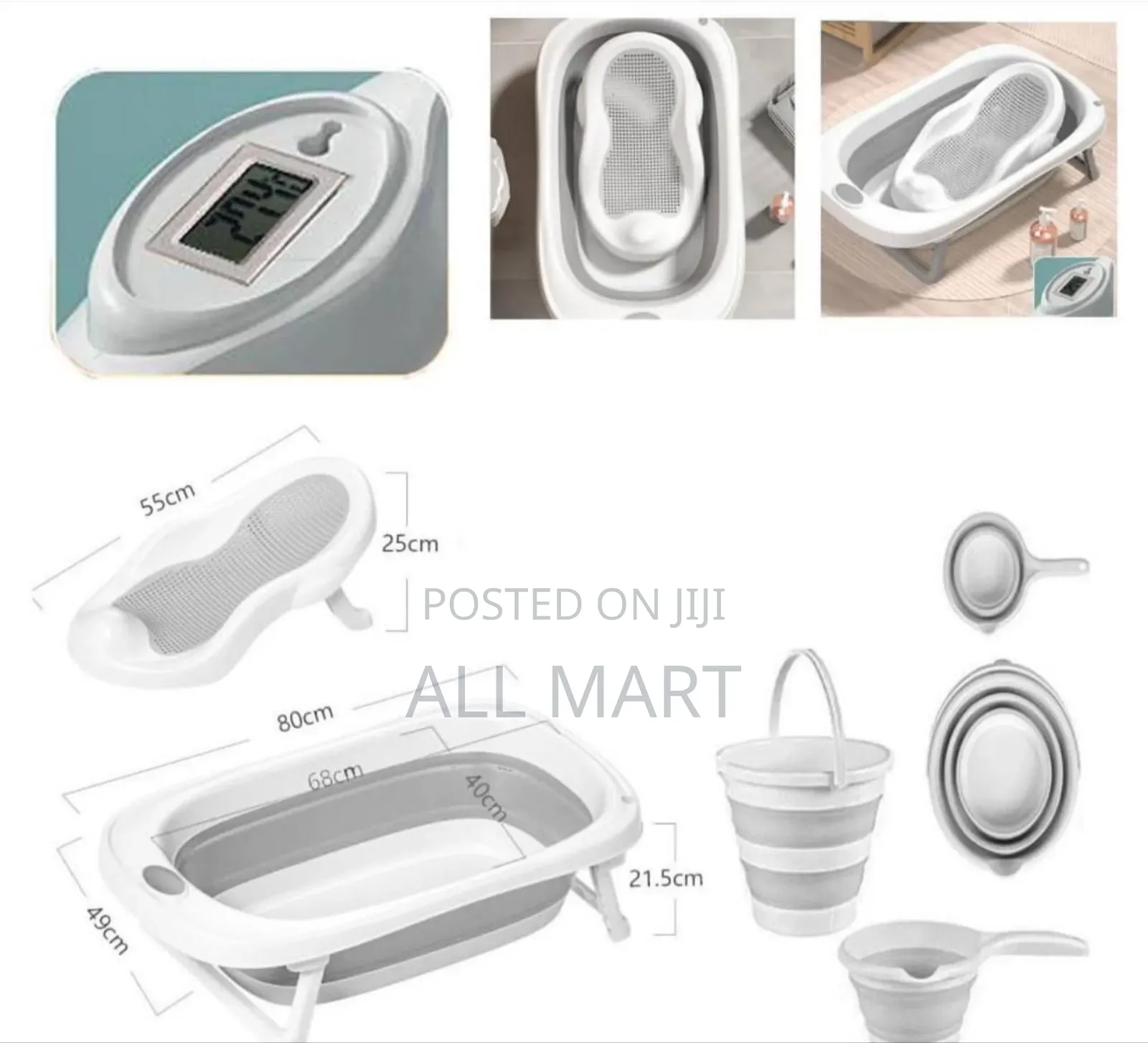 in 1 Foldable Baby Bathtub With A Thermometer and a Ladle