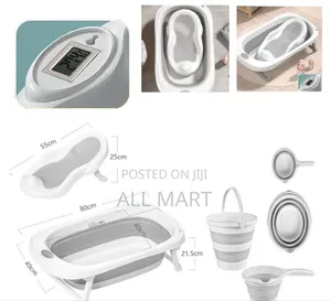 in 1 Foldable Baby Bathtub With A Thermometer and a Ladle
