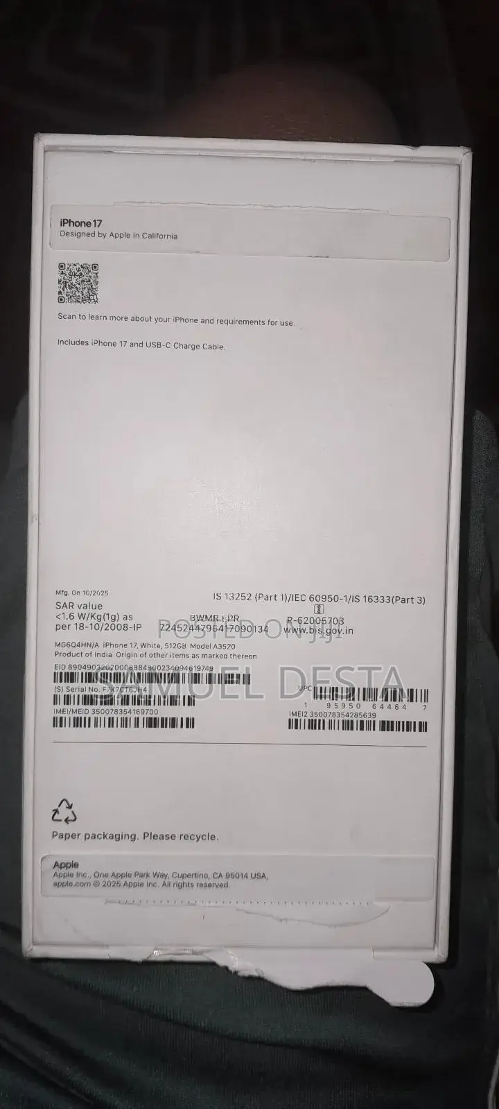 New Apple iPhone 17 512 GB White