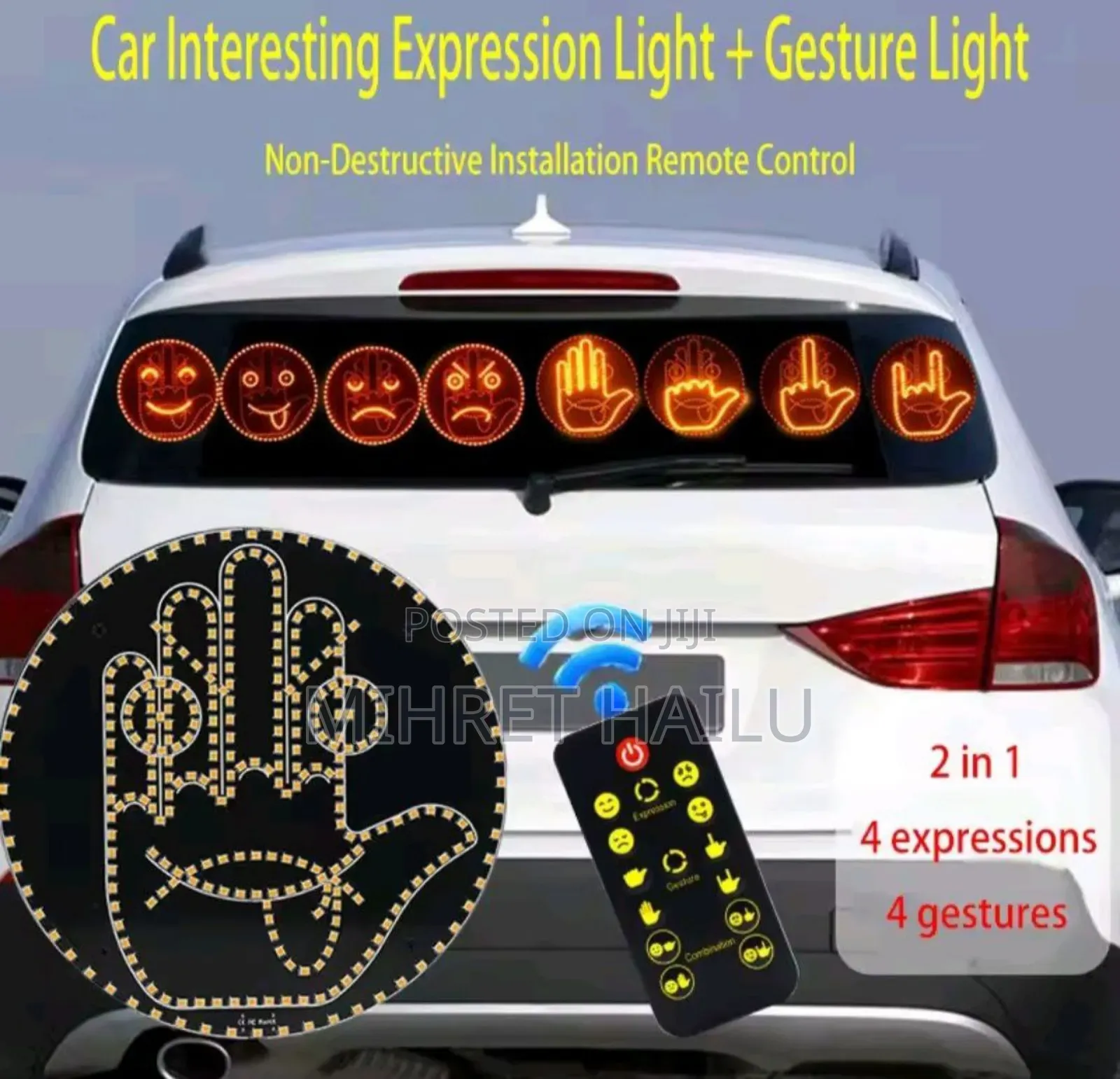 Creative Fun Three Models Gesture Lamp Car Interior Rear Windshield