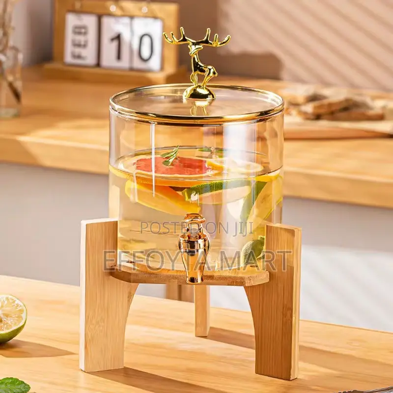 3.6l Glass Dispenser Jar With Bamboo Stand ለተለያዩ መጠጦች ማቅረቢያ