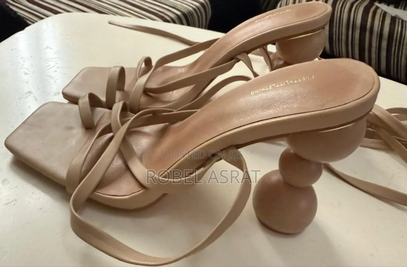 Prettylittlething Nude Strappy Bubble Heeled Sandals