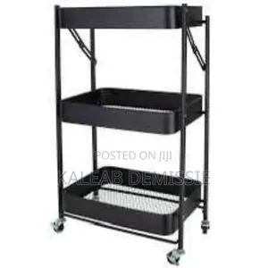 3- Tier Rolling Cart Organizer ባለ 3 ደረጃ ተሽከርካሪ መደርደሪያ