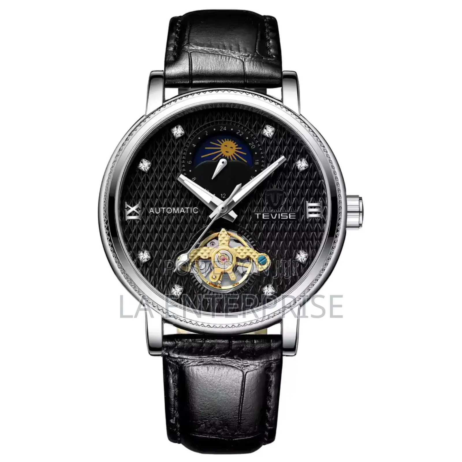 Tevise Genuine Leather Black Watch