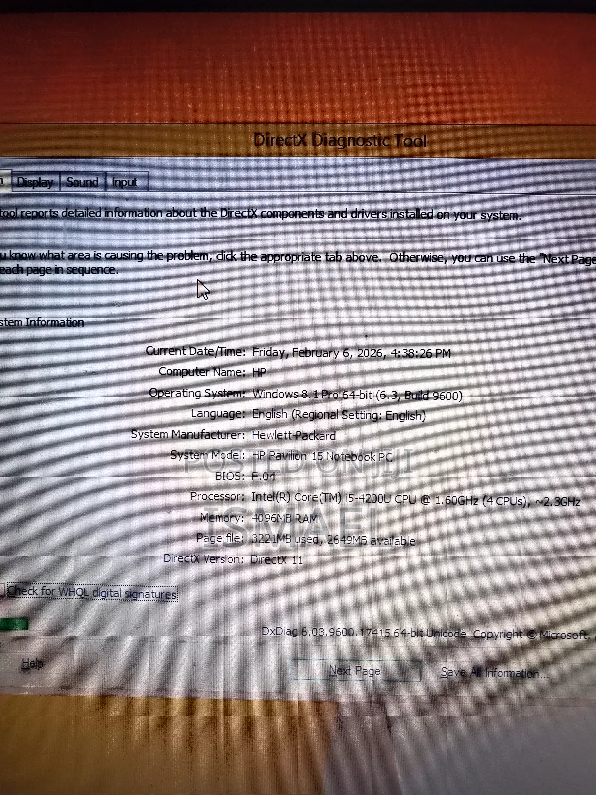 Laptop HP Pavilion 15 4GB Intel Core I5 HDD 500GB